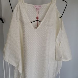 NWT Red Carter Embroidered Ivory Tunic Cover Up L